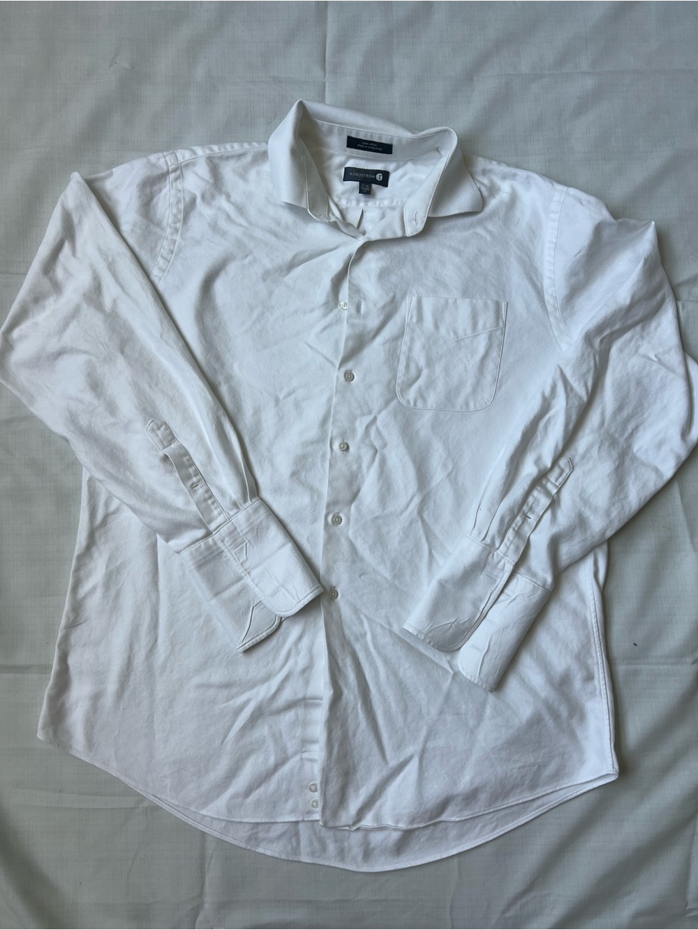 Nordstrom White Long-Sleeve Button-Down Shirt